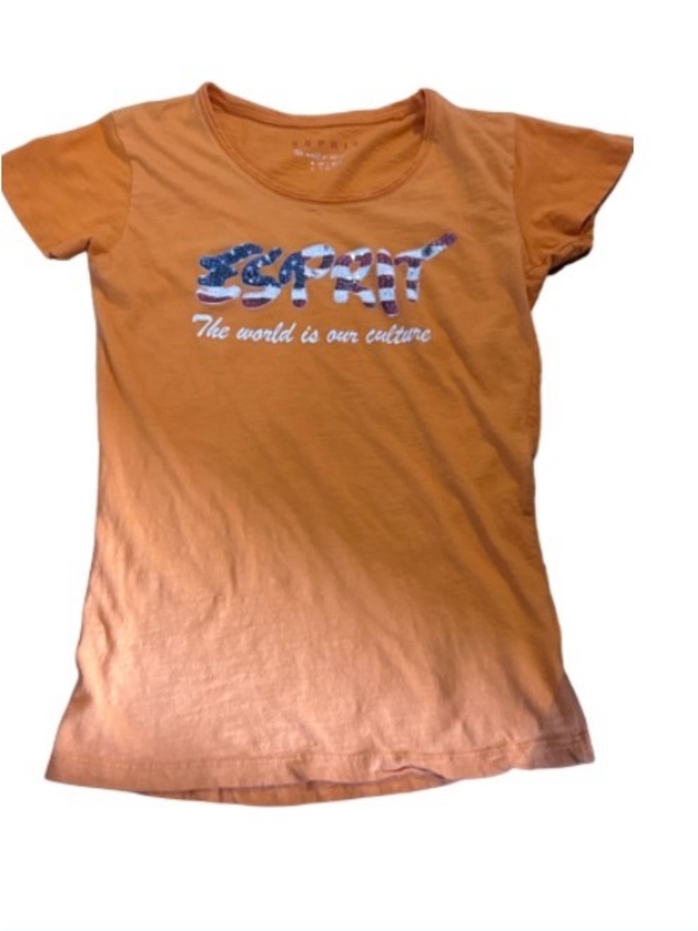 Esprit Orange  with sequin logo Short-Sleeve Graphic Tee